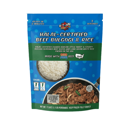 Certified Halal Beef Bulgogi & Rice (17.6 OZ) - K - town Bulgogi